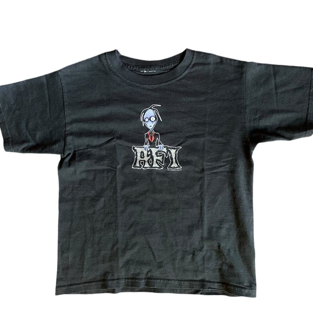 RARE Vintage 2001 Y2k AFI Art Heart Bat Goodbyes Shirt Black Youth L Emo Band
